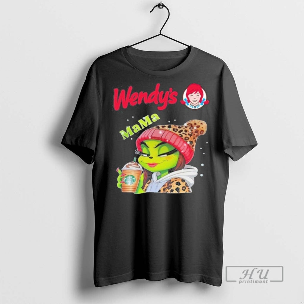 Trending Wendys Logo Mama Grinch Drink Coffee T Shirt Unisex T-shirt, Sweatshirt, Hoodie, Long Sleeve Tee - T-Shirt, Sweatshirt, Hoodie