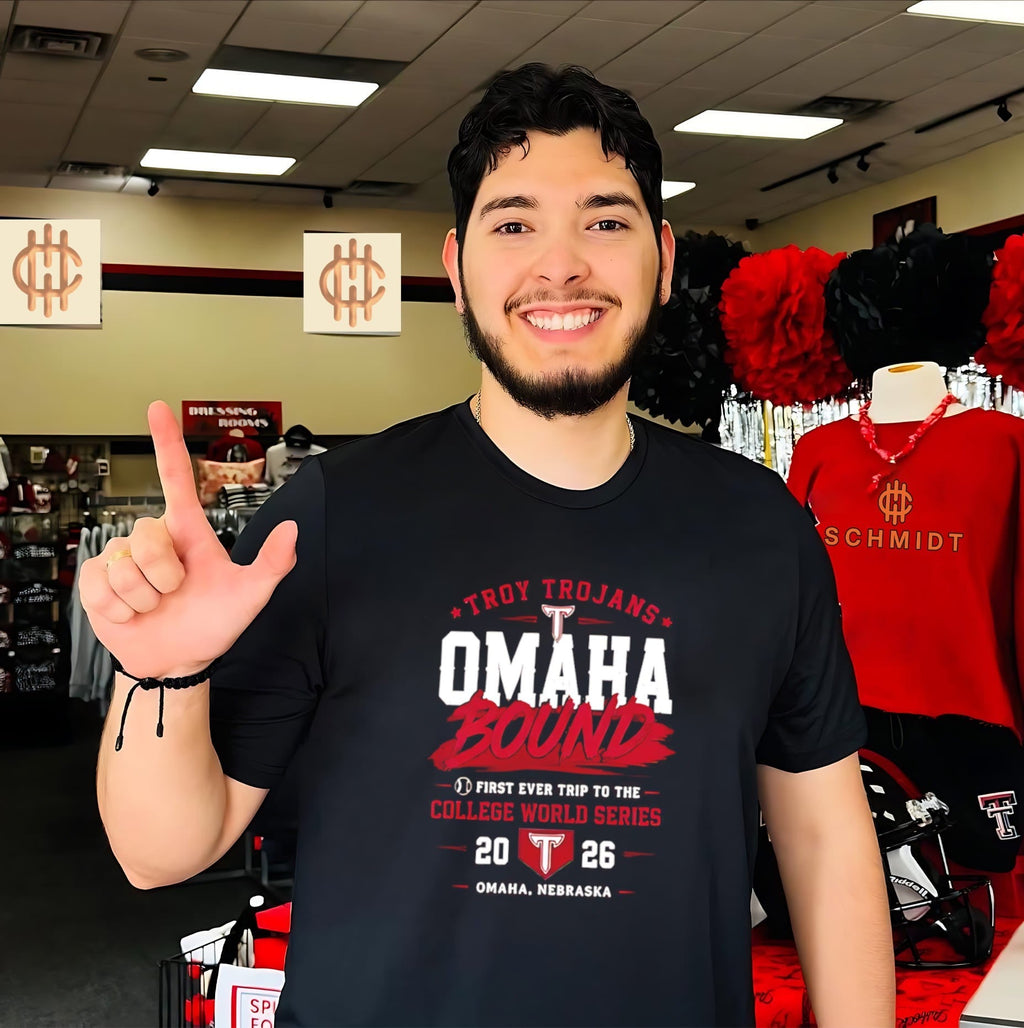 Troy Trojans Baseball 2026 First ever trip to the College World Series Omaneers shirt Unisex T-shirt, Sweatshirt, Hoodie, Long Sleeve Tee - T-Shirt, Sweatshirt, Hoodie