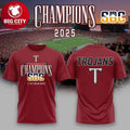 Troy Trojans Sun Belt Champions 2025 Celebrating Two Sided Shirt Unisex T-shirt, Sweatshirt, Hoodie, Long Sleeve Tee - T-Shirt, Sweatshirt, Hoodie