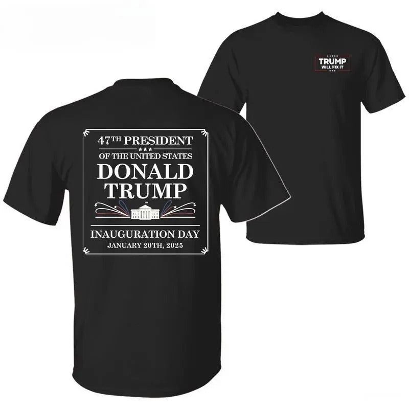 Trum Inauguration 2025 47th US President Trum Will Fix Shirt Memorabilia 2 Sided Printed Classic Cotton T-Shirts, Hoodie, Sweatshirt - T-Shirt, Sweatshirt, Hoodie
