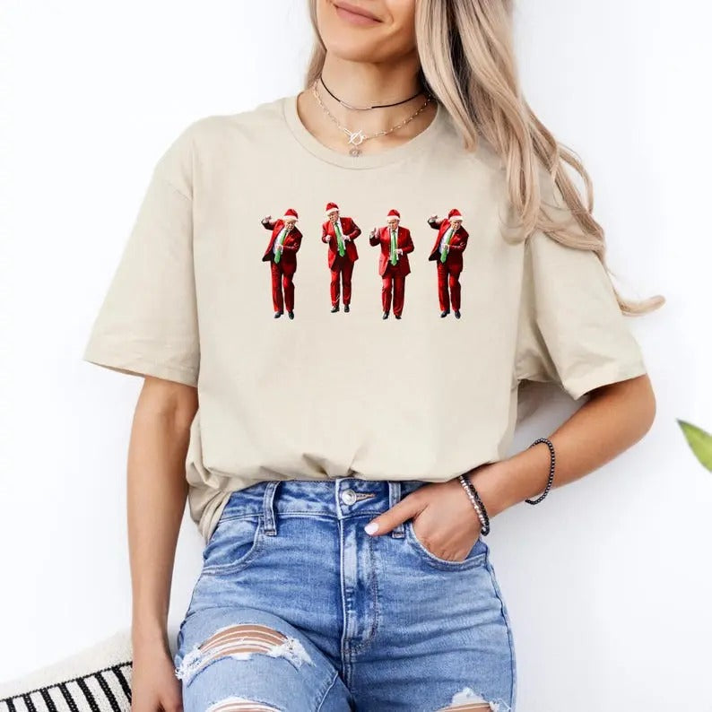 Trump Dance Funny Trump Santa Trump 100% Cotton Crew Neck Slight Stretch Breathable & Resistant Short Sleeve Outdoor & Daily T-Shirts, Hoodie, Sweatshirt - T-Shirt, Sweatshirt, Hoodie