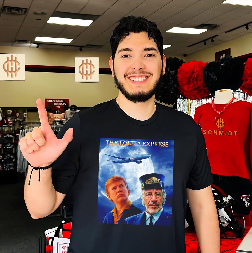 Trump Epstein The Lolita Express shirt Unisex T-shirt, Sweatshirt, Hoodie, Long Sleeve Tee - T-Shirt, Sweatshirt, Hoodie