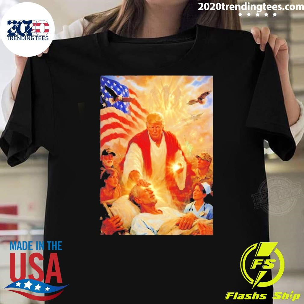 Trump Himself As Jesus Healing The Sick Shirt Unisex T-shirt, Sweatshirt, Hoodie, Long Sleeve Tee - T-Shirt, Sweatshirt, Hoodie