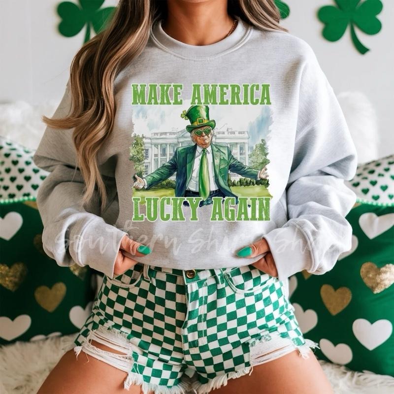 Trump Make America Lucky Again Ash Gray T-Shirts, Hoodie, Sweatshirt - T-Shirt, Sweatshirt, Hoodie