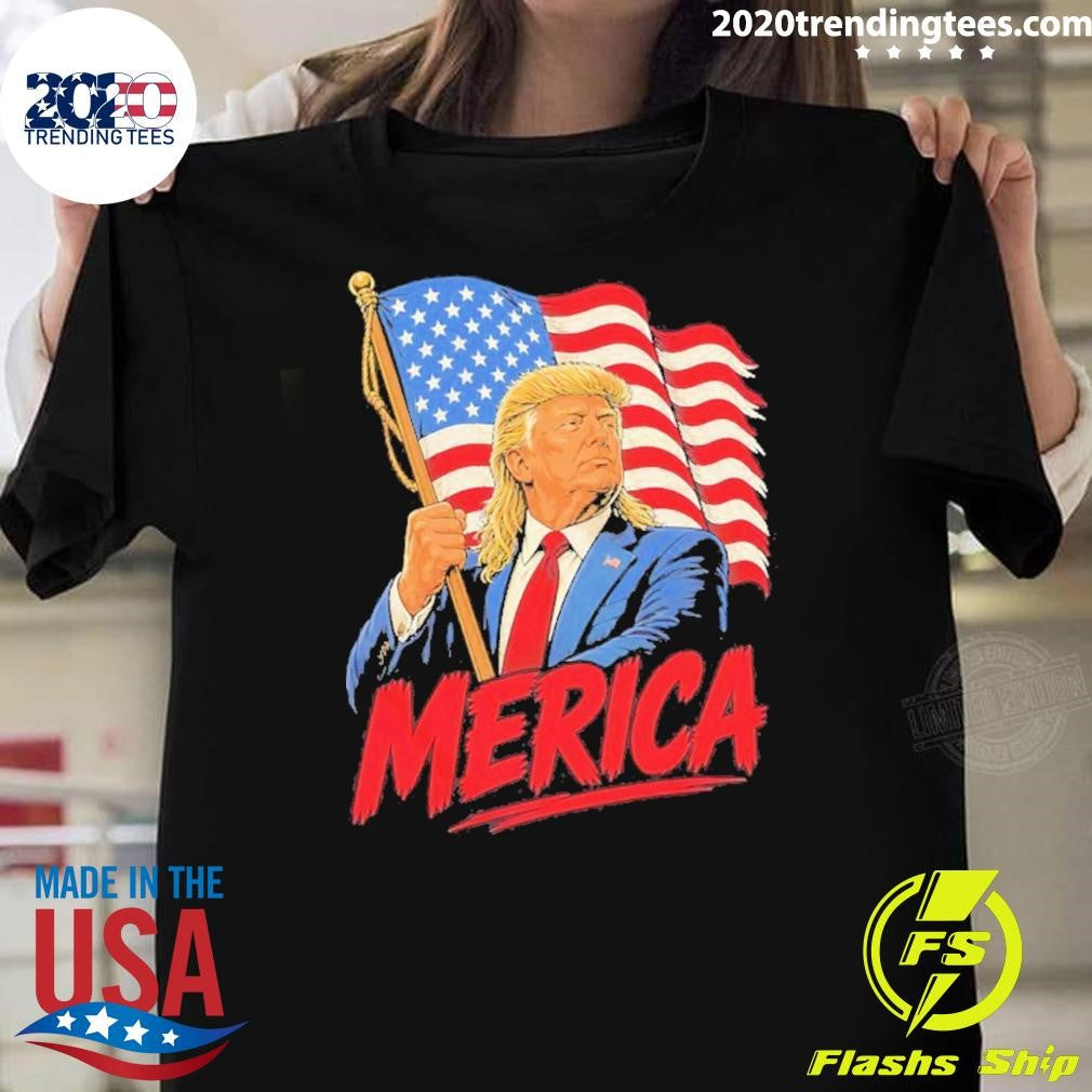 Trump Mullet Patriotic American Flag Shirt Unisex T-shirt, Sweatshirt, Hoodie, Long Sleeve Tee - T-Shirt, Sweatshirt, Hoodie