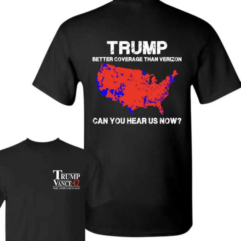 Trump Vance 47 Better Coverage Than Verizon Shirt Cotton Menswear Womenswear T-Shirts, Hoodie, Sweatshirt - T-Shirt, Sweatshirt, Hoodie