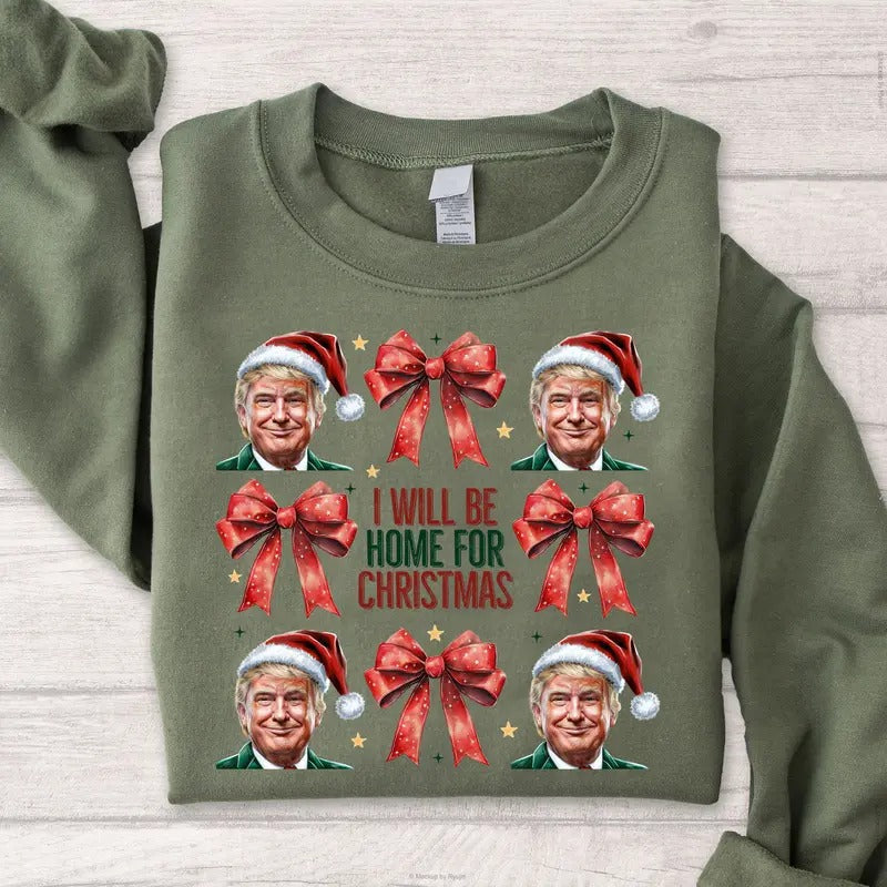 Trump Won 47th President White House I'Ll Be Home Coquette Bow Printed Classic Cotton T-Shirts, Hoodie, Sweatshirt - T-Shirt, Sweatshirt, Hoodie