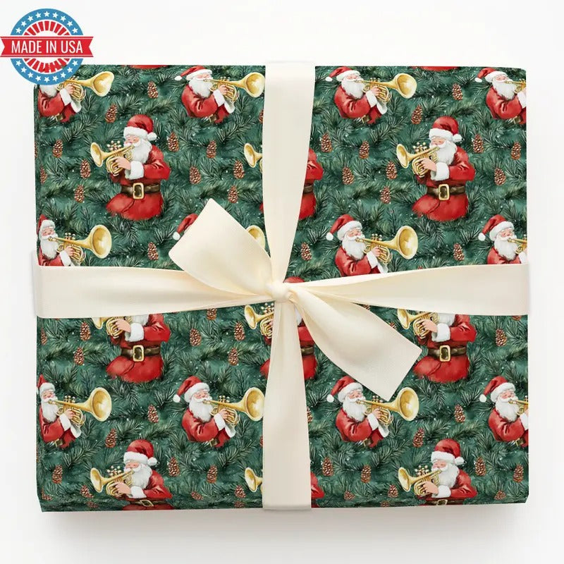 Trumpet Tiding Santa Wrapping Paper Seasonal Wrap T-Shirts, Hoodie, Sweatshirt - T-Shirt, Sweatshirt, Hoodie