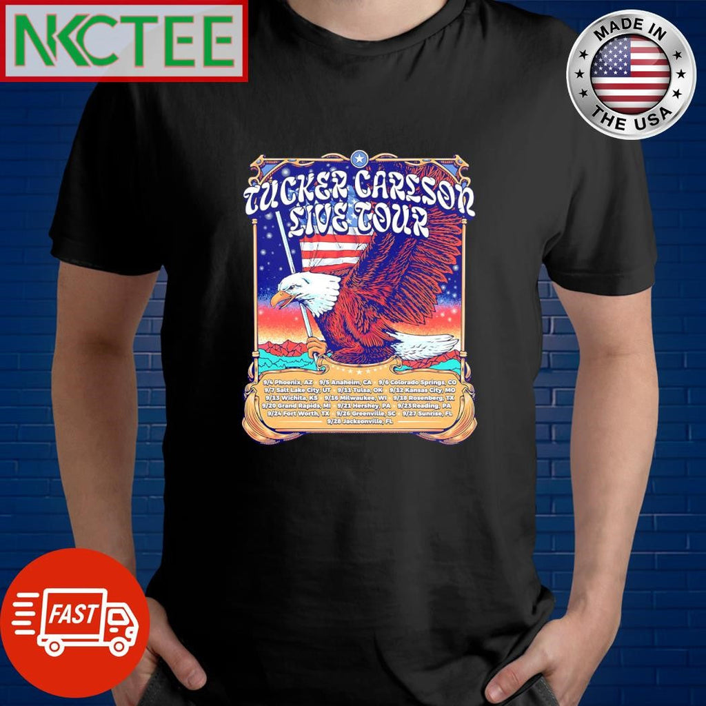 Tucker Carlson Live Tour eagle Flag of the United States shirt Unisex T-shirt, Sweatshirt, Hoodie, Long Sleeve Tee - T-Shirt, Sweatshirt, Hoodie