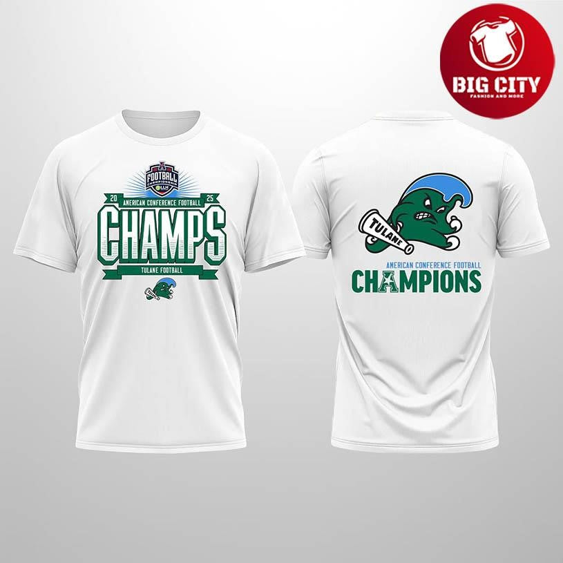Tulane 2025 American Conference Football Champions Two Sided Shirt Unisex T-shirt, Sweatshirt, Hoodie, Long Sleeve Tee - T-Shirt, Sweatshirt, Hoodie