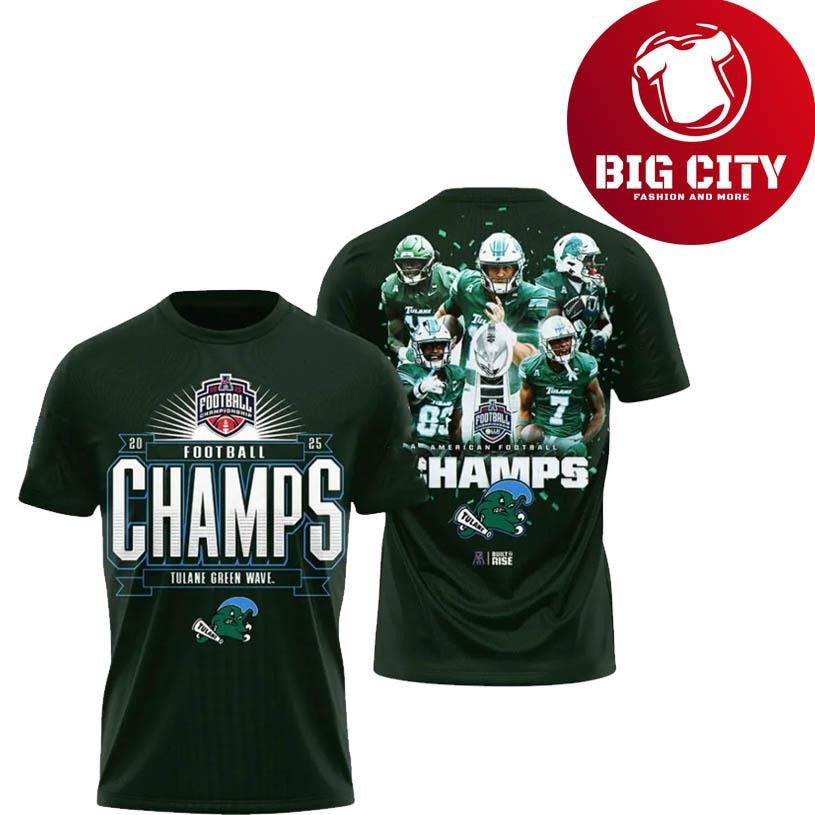 Tulane American Football Champs 2025 Two Sided Shirt Unisex T-shirt, Sweatshirt, Hoodie, Long Sleeve Tee - T-Shirt, Sweatshirt, Hoodie
