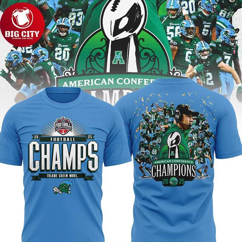 Tulane Green Wave 2025 American Football Champions Two Sided Shirt Unisex T-shirt, Sweatshirt, Hoodie, Long Sleeve Tee - T-Shirt, Sweatshirt, Hoodie