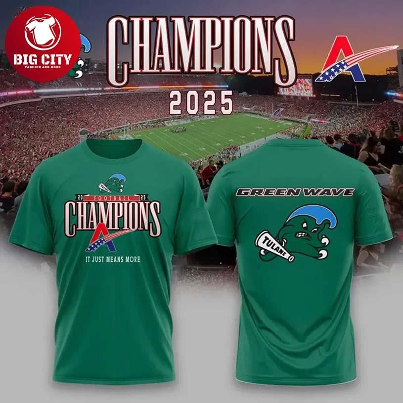 Tulane Green Wave 2025 The American Football Champions Locker Room Two Sided Shirt Unisex T-shirt, Sweatshirt, Hoodie, Long Sleeve Tee - T-Shirt, Sweatshirt, Hoodie