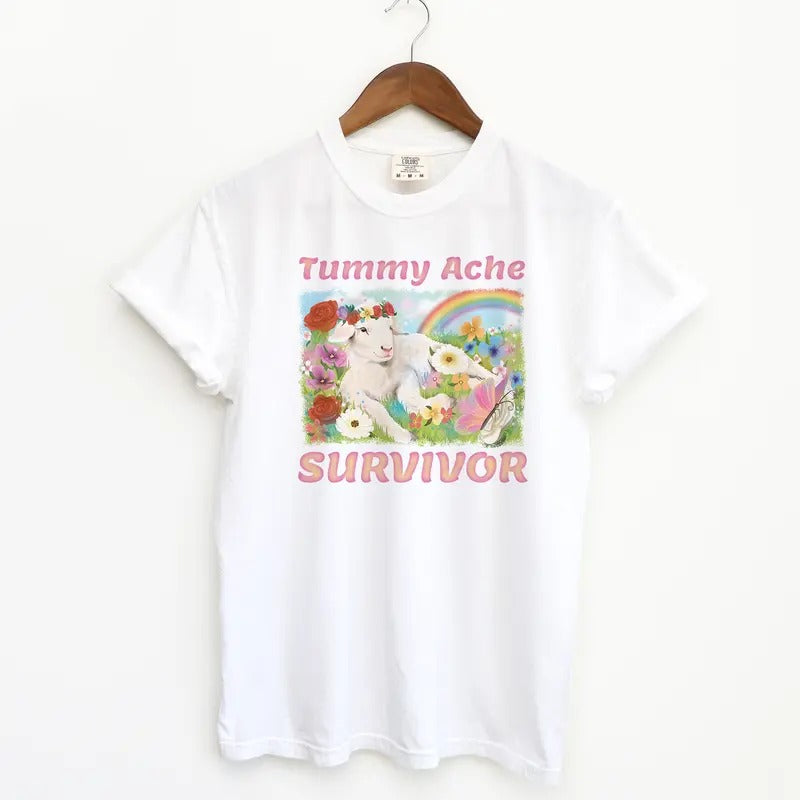 Tummy Ache Survivor Lamb Cute Comfort Colors Shirt T-Shirts, Hoodie, Sweatshirt - T-Shirt, Sweatshirt, Hoodie