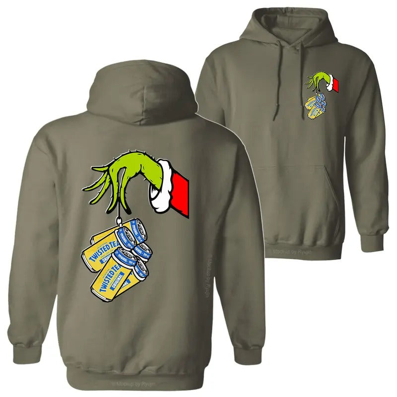 Twisted Tea Grin Hand Holding Twisted Tea Cans Green Guy Season 2 Sided Printed Classic Cotton T-Shirts, Hoodie, Sweatshirt - T-Shirt, Sweatshirt, Hoodie