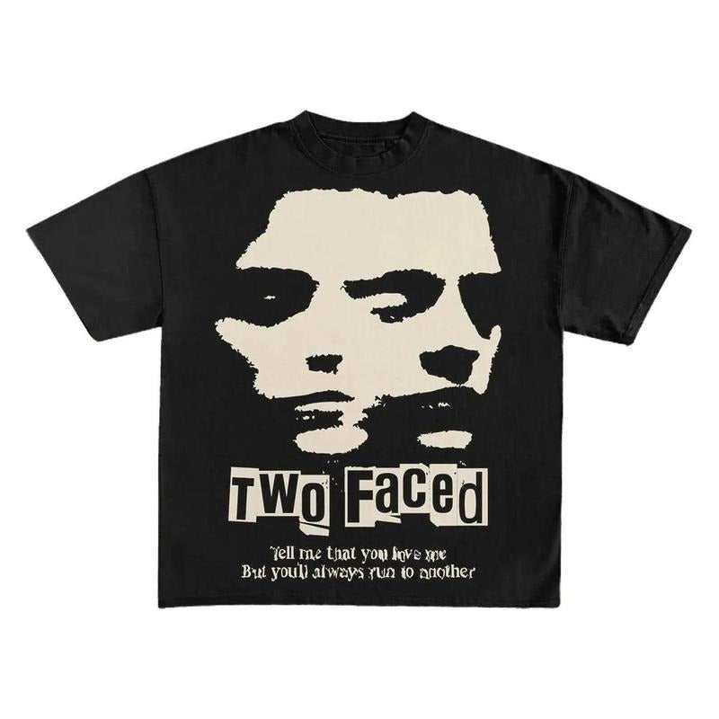 Two Faced Print Short Sleeve Womenswear Top T-Shirts, Hoodie, Sweatshirt - T-Shirt, Sweatshirt, Hoodie