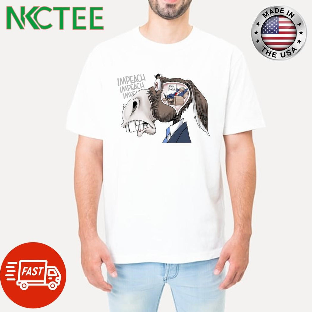 U.S. Democrats Trump impeachment Donkey brain rent free shirt Unisex T-shirt, Sweatshirt, Hoodie, Long Sleeve Tee - T-Shirt, Sweatshirt, Hoodie