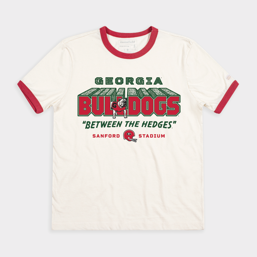 Georgia Football "Between Hedges" Ringer Style001 T-Shirts, Hoodie, Sweatshirt - T-Shirt, Sweatshirt, Hoodie