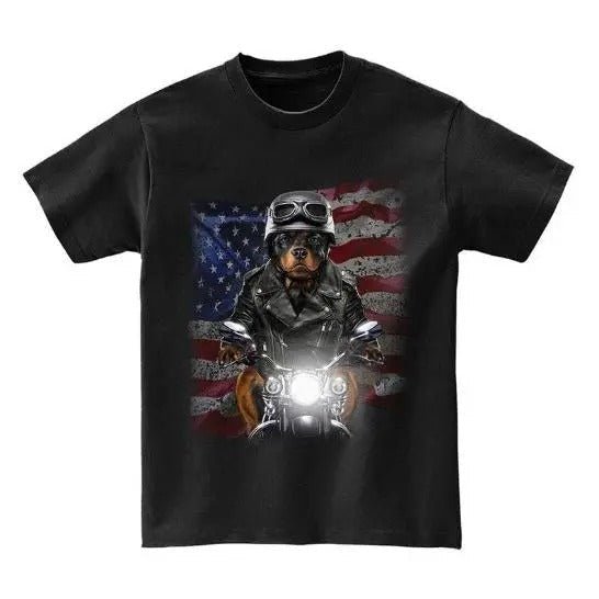 USA America Patriot Rottweiler Ride Motorcycle Dog Short Sleeve Made USA T-Shirts, Hoodie, Sweatshirt - T-Shirt, Sweatshirt, Hoodie