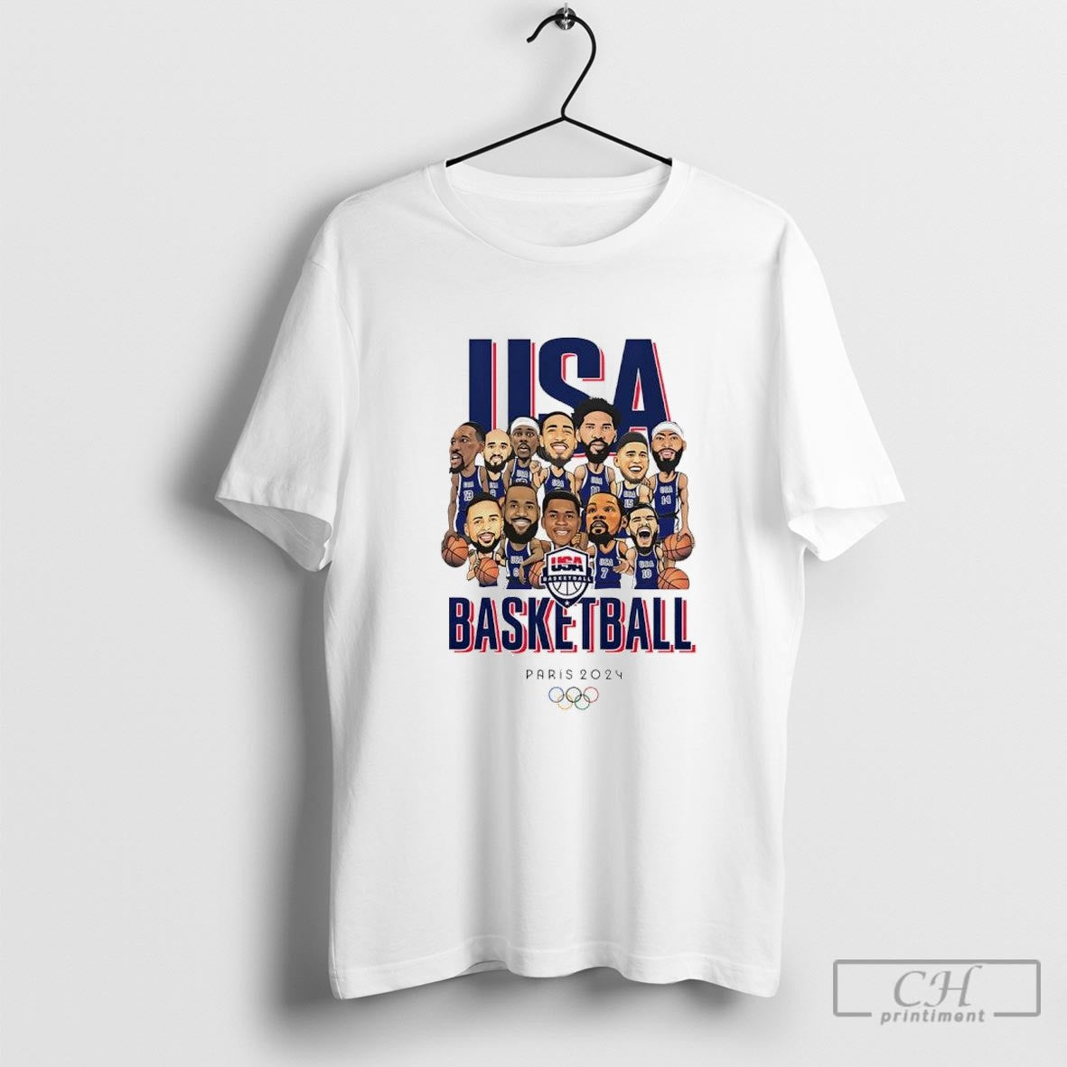 Usa Basketball Usa Paris 2024 Cartoon Shirt Sweater Unisex T-shirt, Sweatshirt, Hoodie, Long Sleeve Tee - T-Shirt, Sweatshirt, Hoodie