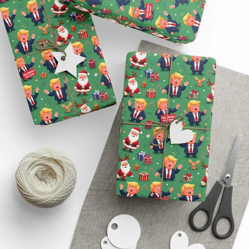 USA Election Humorous Wrapping Papers Donald Trump Cartoon Wrapping Paper Rolls Funny Political Wrap Patriotic T-Shirts, Hoodie, Sweatshirt - T-Shirt, Sweatshirt, Hoodie