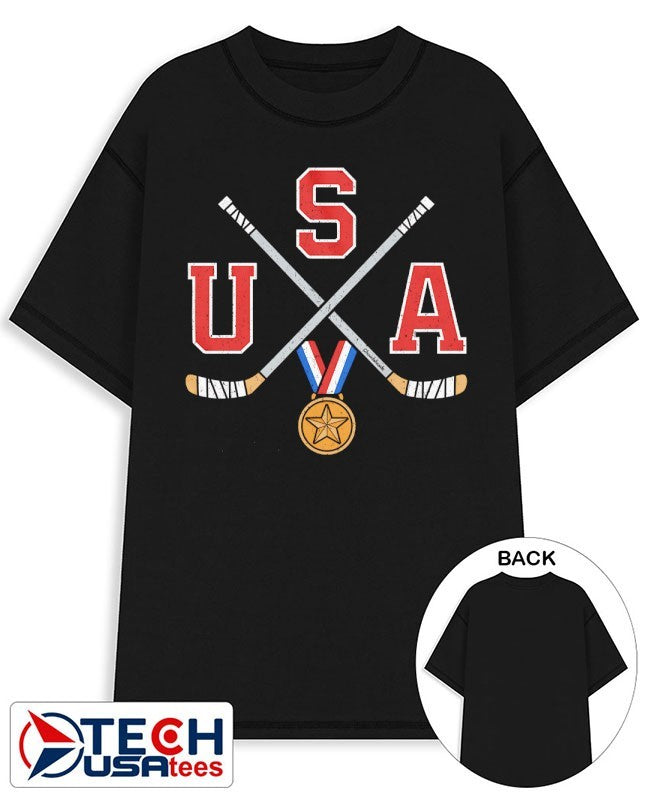USA Gold Medal cross sticks shirt Unisex T-shirt, Sweatshirt, Hoodie, Long Sleeve Tee - T-Shirt, Sweatshirt, Hoodie