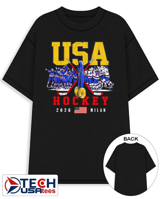 USA Hockey 2026 Olympic Gold Medals Milan shirt Unisex T-shirt, Sweatshirt, Hoodie, Long Sleeve Tee - T-Shirt, Sweatshirt, Hoodie