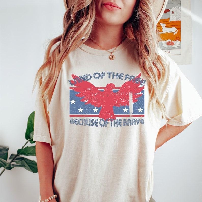USA Shirt Land Free Because Brave Patriotic Shirt Fourth July Shirt America Shirt 4th July Memorial Day Shirt T-Shirts, Hoodie, Sweatshirt - T-Shirt, Sweatshirt, Hoodie
