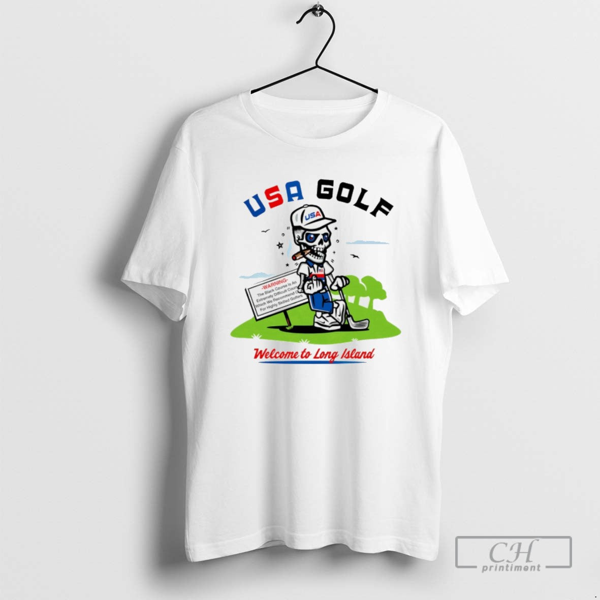 Usa Golf Welcome To Long Island Skeleton Smoking T Shirts Unisex T-shirt, Sweatshirt, Hoodie, Long Sleeve Tee - T-Shirt, Sweatshirt, Hoodie