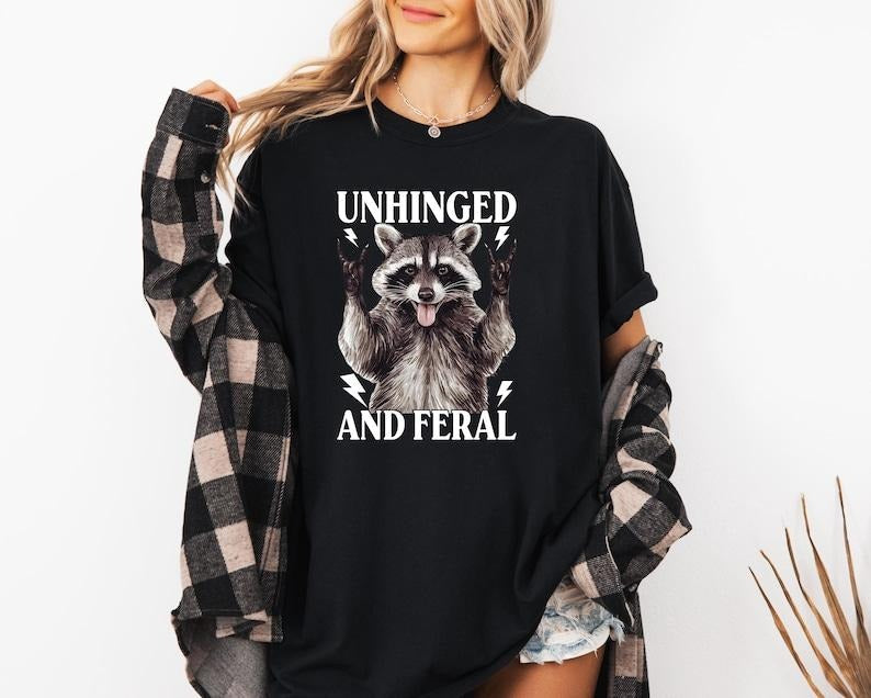 Unhinged Feral Racoon Funny Meme Funny Racoon Shirt Vintage Feral Racoon Womenswear T-Shirts, Hoodie, Sweatshirt - T-Shirt, Sweatshirt, Hoodie