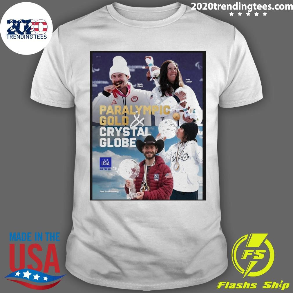 Usa One For All 2026 Paralympic Gold & Crystal Globe Shirt Unisex T-shirt, Sweatshirt, Hoodie, Long Sleeve Tee - T-Shirt, Sweatshirt, Hoodie