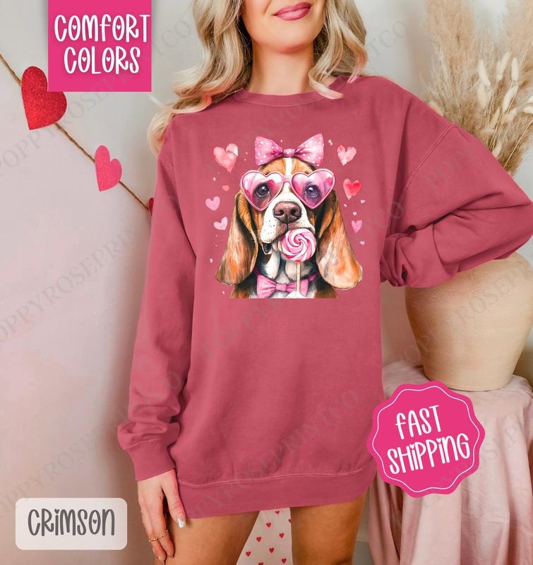 Valentine Bassett Hound Comfort Colors Cute T-Shirts, Hoodie, Sweatshirt - T-Shirt, Sweatshirt, Hoodie