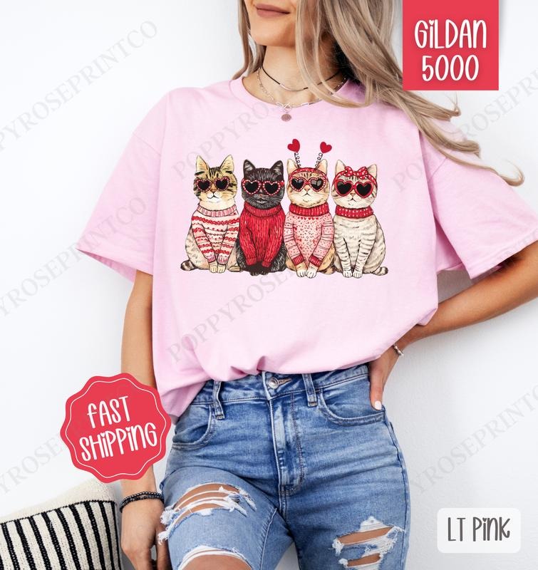 Valentine Cats Shirt Gildan Cat Plus Sizes T-Shirts, Hoodie, Sweatshirt - T-Shirt, Sweatshirt, Hoodie