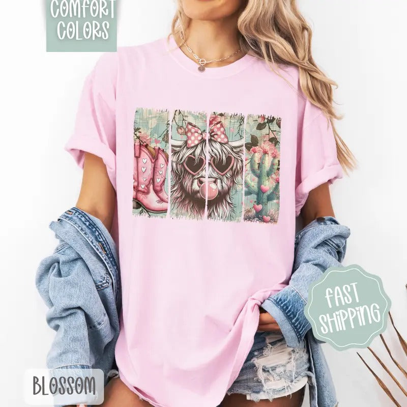 Valentine Cow Shirt Comfort Colors Western T-Shirts, Hoodie, Sweatshirt - T-Shirt, Sweatshirt, Hoodie