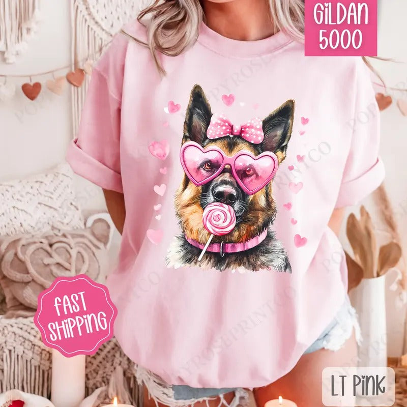 Valentine German Shepherd Shirt Gildan Cute Plus Sizes T-Shirts, Hoodie, Sweatshirt - T-Shirt, Sweatshirt, Hoodie