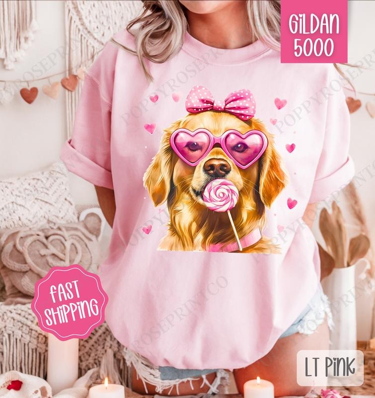 Valentine Golden Retriever Shirt Gildan Cute Plus Sizes T-Shirts, Hoodie, Sweatshirt - T-Shirt, Sweatshirt, Hoodie