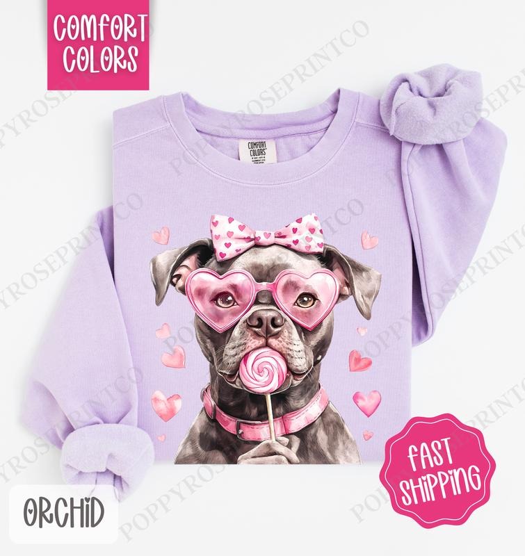 Valentine Pitbull Comfort Colors Cute T-Shirts, Hoodie, Sweatshirt - T-Shirt, Sweatshirt, Hoodie