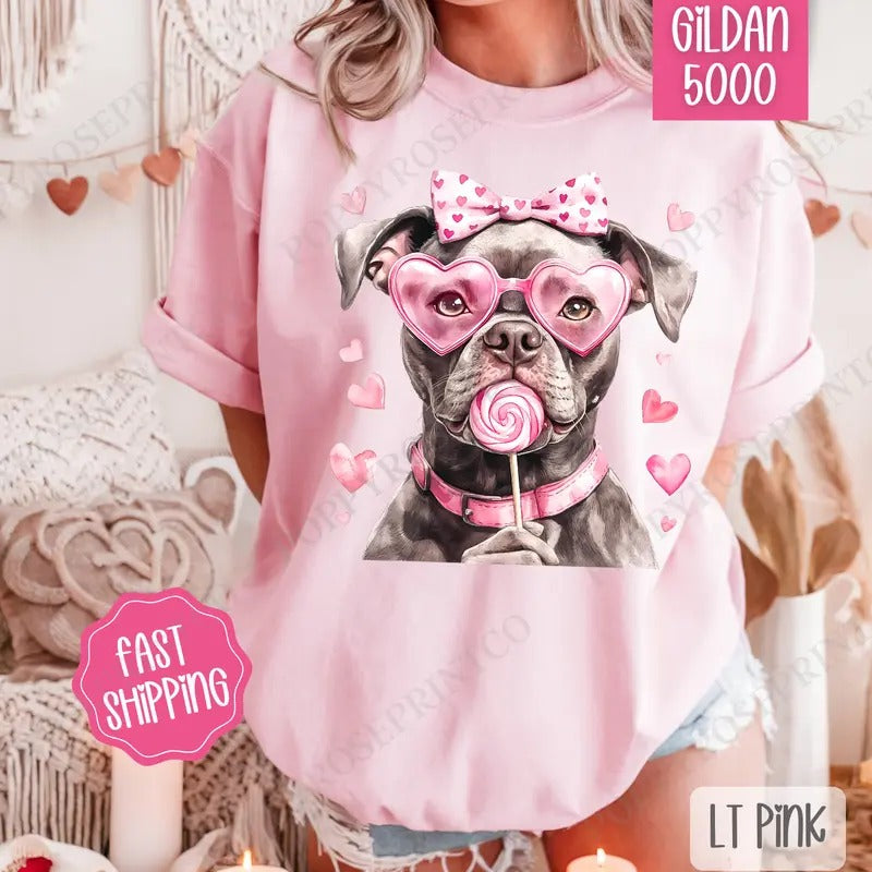 Valentine Pitbull Shirt Gildan Cute Plus Sizes T-Shirts, Hoodie, Sweatshirt - T-Shirt, Sweatshirt, Hoodie