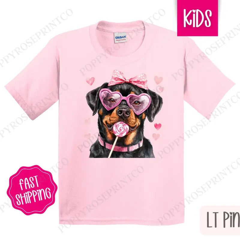 Valentine Rottweiler Shirt Children'S Cute Gildan T-Shirts, Hoodie, Sweatshirt - T-Shirt, Sweatshirt, Hoodie