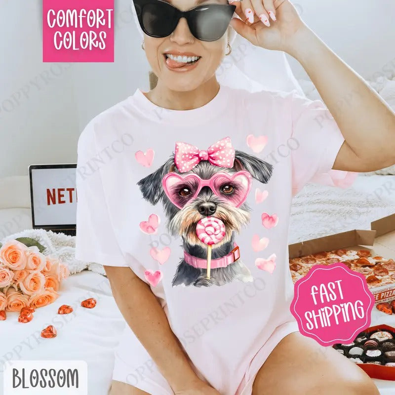 Valentine Schnauzer Shirt Comfort Colors Cute T-Shirts, Hoodie, Sweatshirt - T-Shirt, Sweatshirt, Hoodie