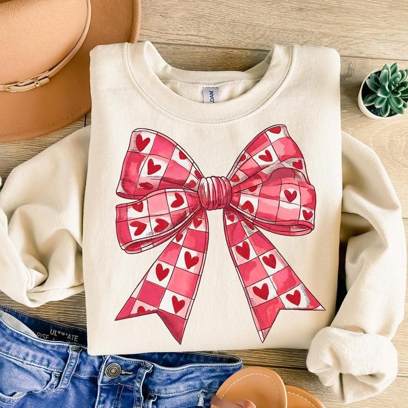 Heart Coquette Bow Checkered Valentine Valentine Mama Cupid Sweatshirtstyle{N002}2 T-Shirts, Hoodie, Sweatshirt - T-Shirt, Sweatshirt, Hoodie