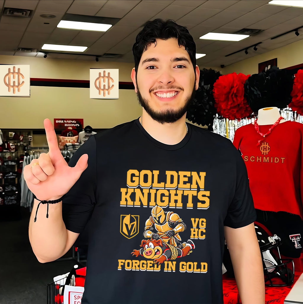 Vegas Golden Knights Forged In Gold Hockey mascot shirt Unisex T-shirt, Sweatshirt, Hoodie, Long Sleeve Tee - T-Shirt, Sweatshirt, Hoodie