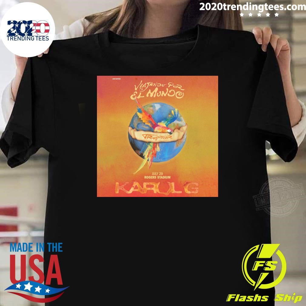 Viajando Por El Mundo Tropitour July 29 Rogers Stadium Karol G Shirt Unisex T-shirt, Sweatshirt, Hoodie, Long Sleeve Tee - T-Shirt, Sweatshirt, Hoodie