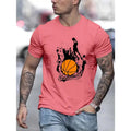 Vibrant Basketball Print Comfortable Short Sleeve Classic Crew Neck Ultra Casual Summer Wardrobe Outdoor Activities Made USA T-Shirts, Hoodie, Sweatshirt - T-Shirt, Sweatshirt, Hoodie