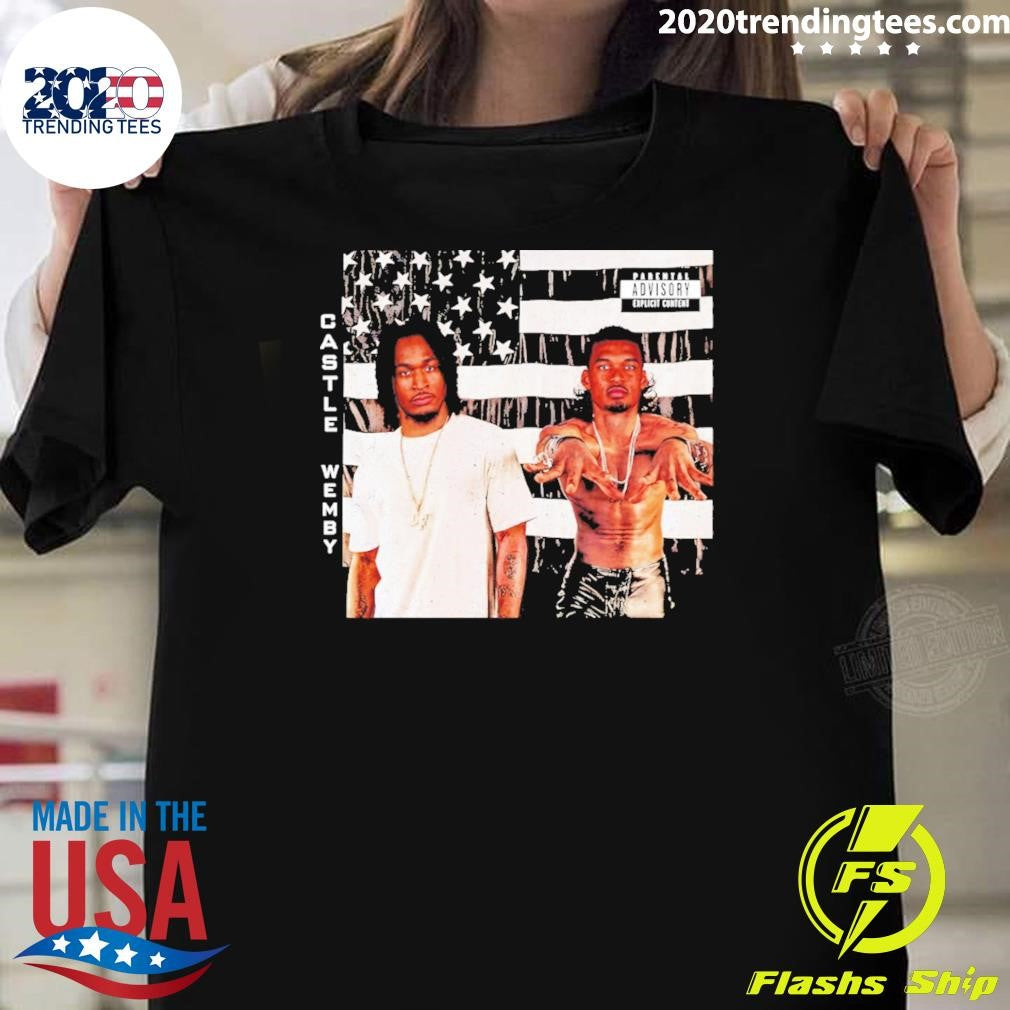 Victor Wembanyama And Stephon Castle San Antonio Spurs Basketball Usa Flag Parental Advisory Explicit Content Shirt - T-Shirt, Sweatshirt, Hoodie