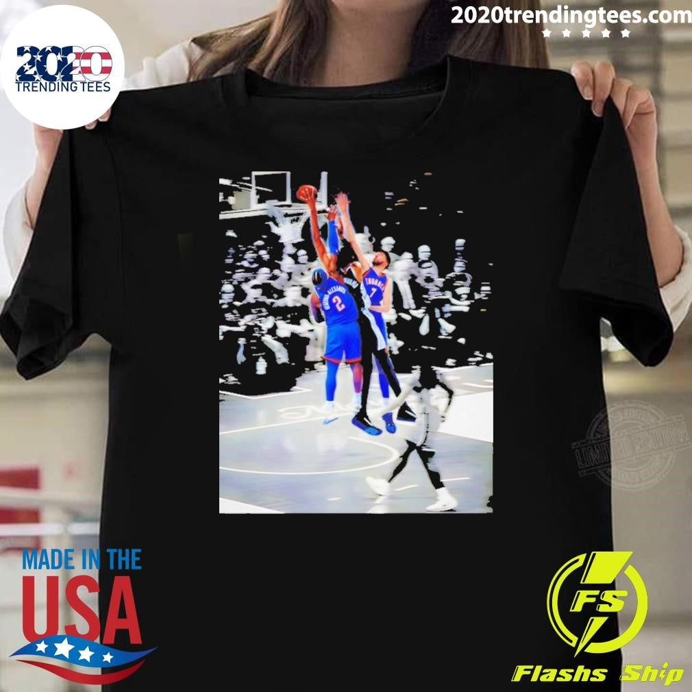 Victor Wembanyama Dunk On Shai Gilgeous-alexander Graphic Basketball Photo Shirt Unisex T-shirt, Sweatshirt, Hoodie, Long Sleeve Tee - T-Shirt, Sweatshirt, Hoodie