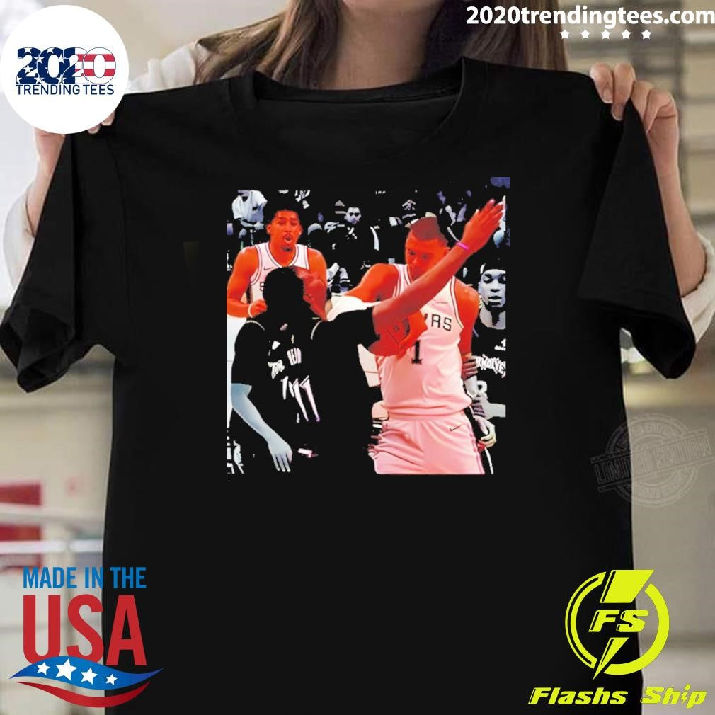 Victor-wembanyama Elbow On Naz-reid San Antonio Spurs And Minnesota Timberwolves Nba Playoffs Photo Shirt - T-Shirt, Sweatshirt, Hoodie