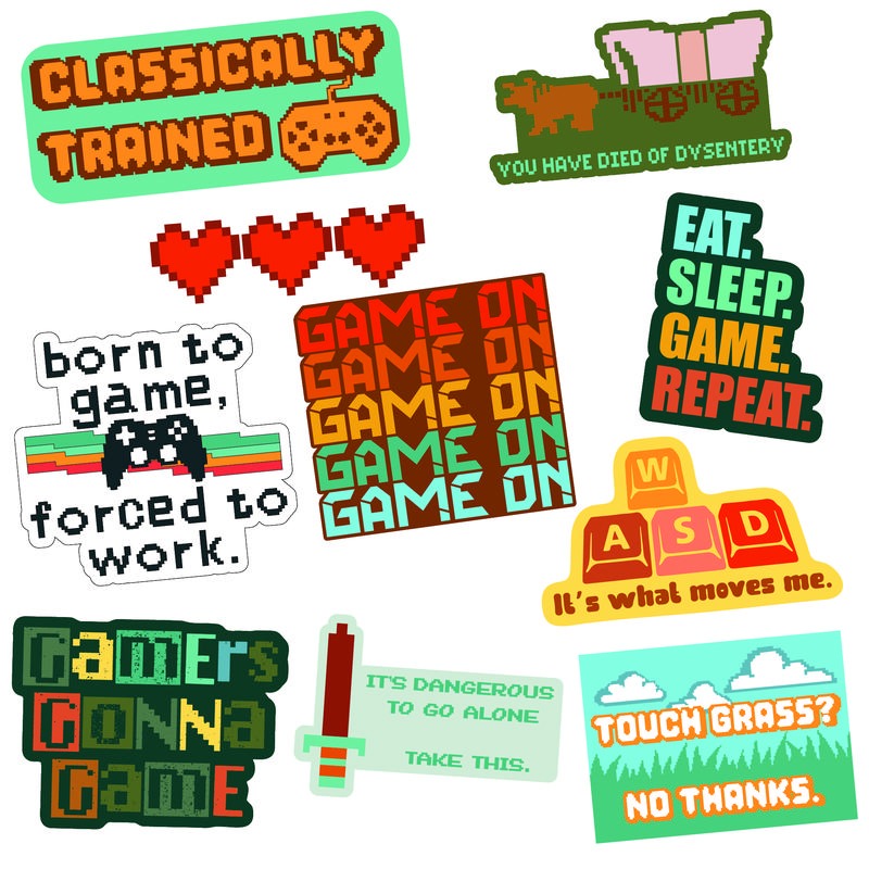 Video Game Sticker Extra Large Stickers Funny Adhesives Memes Sarcastic Funny Gamer Multi T-Shirts, Hoodie, Sweatshirt - T-Shirt, Sweatshirt, Hoodie