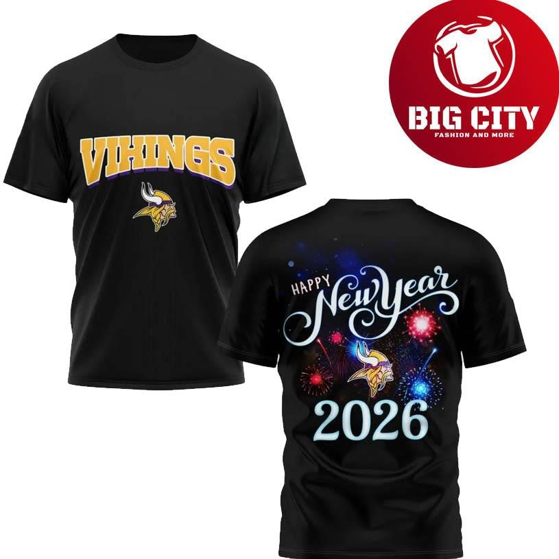 Vikings Happy New Year 2026 Two Sided Shirt Unisex T-shirt, Sweatshirt, Hoodie, Long Sleeve Tee - T-Shirt, Sweatshirt, Hoodie