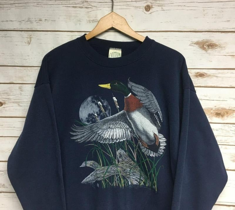 Vintage 90'S Duck Mallard Animal Print Outdoor Nature Crew Neck Made USA Bird Shirt Birds Menswear Athletic T-Shirts, Hoodie, Sweatshirt - T-Shirt, Sweatshirt, Hoodie